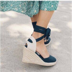 Soludos tall wedge espadrille Navy Blue